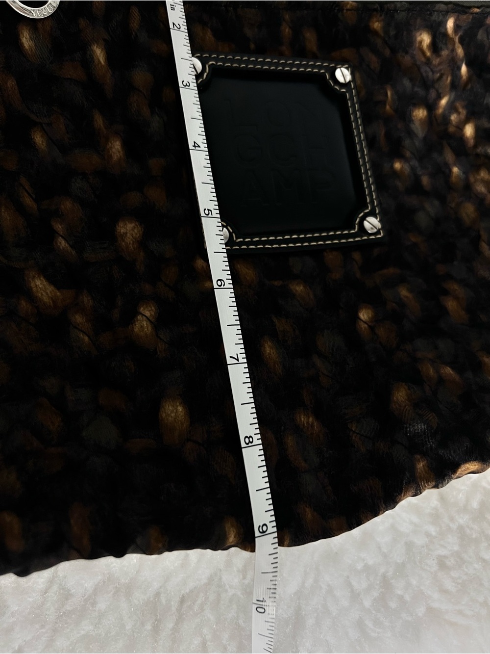 Longchamp Brown and Black Woven Crossbody with Leather Logo Patch - Picture 14 of 15